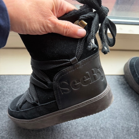 See by Chloe Black tie boots. Elevated Ugg Style - Picture 4 of 7